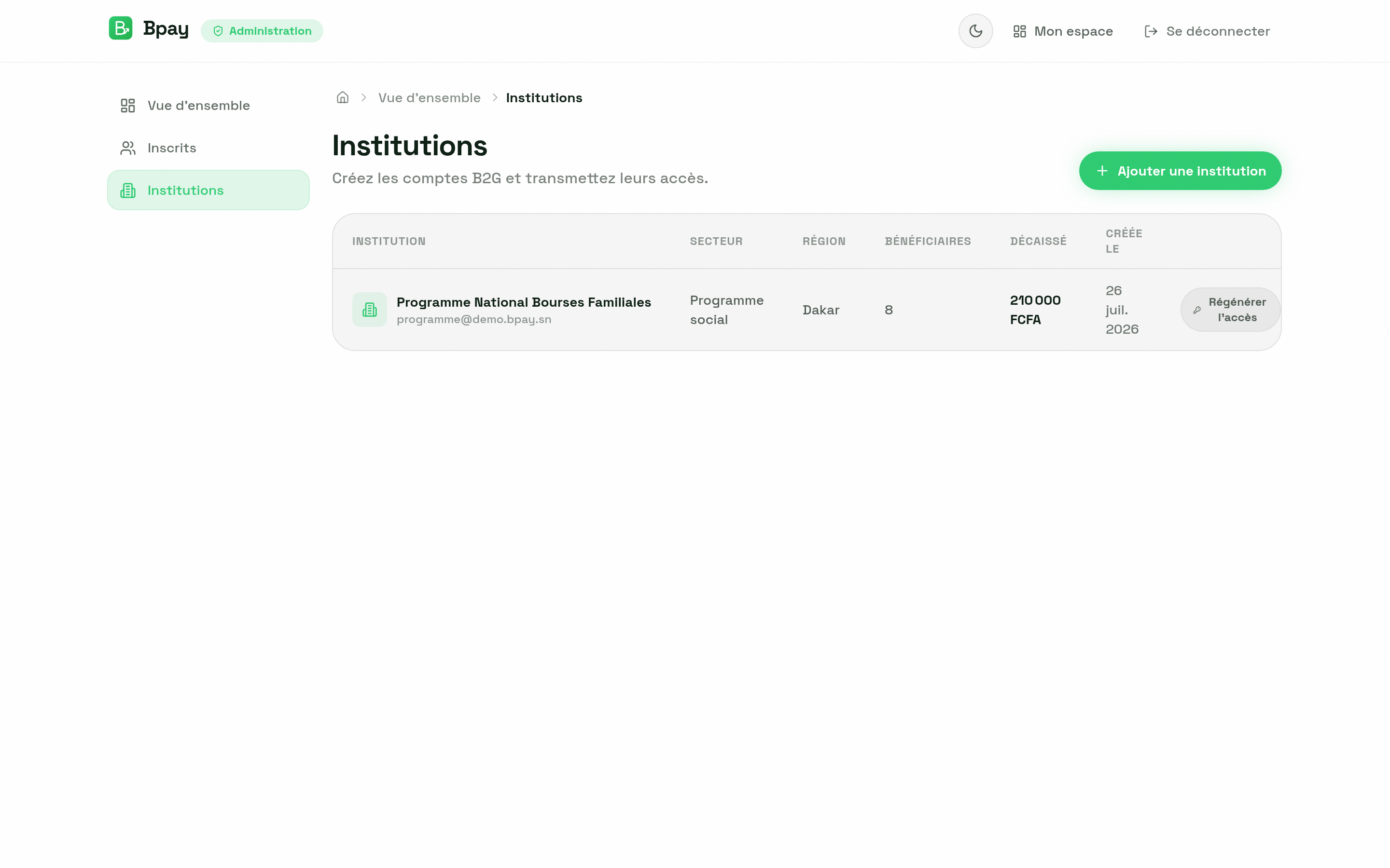 Gestion des institutions
